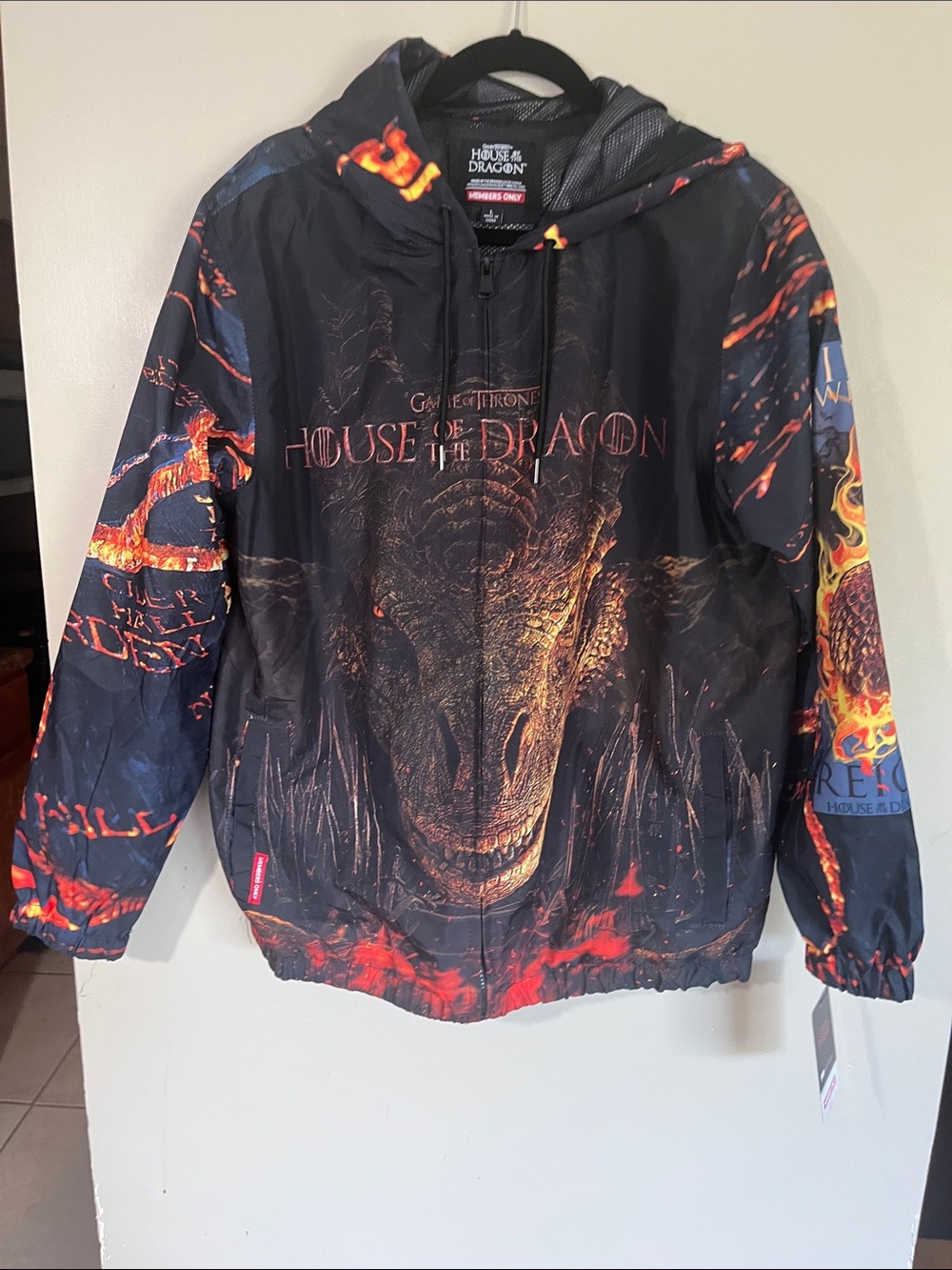 Members Only Black & Red House of the Dragon Windbreaker Jacket